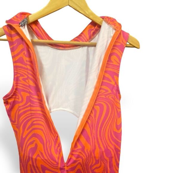 Dolls Kill Swirl Jumpsuit Shorts Mock Neck Romper - Picture 6 of 7